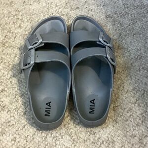 MIA Slate Gray Double Buckle Slides